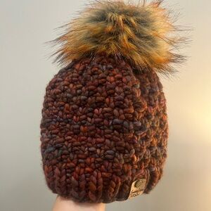 Chunky Knit Beanie with Faux Fur Pom